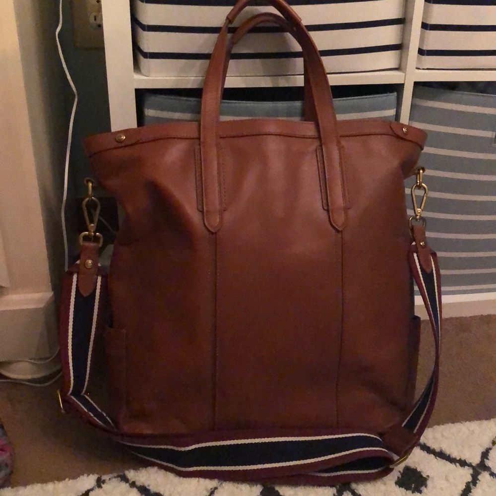 J. Crew leather laptop tote